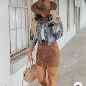 Blank NYC Brown Suede Skirt